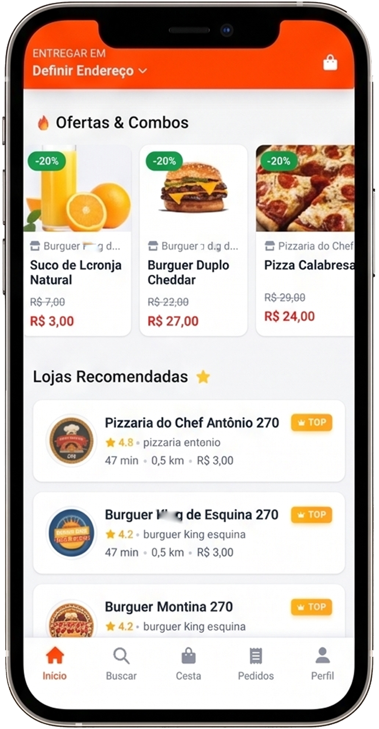 Tela do Aplicativo ComDelivery